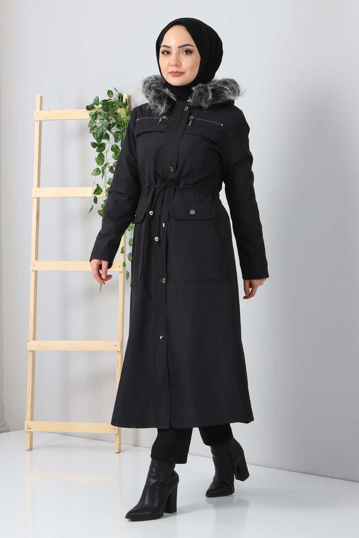 Fermuar Detaylı Mont Siyah 10348