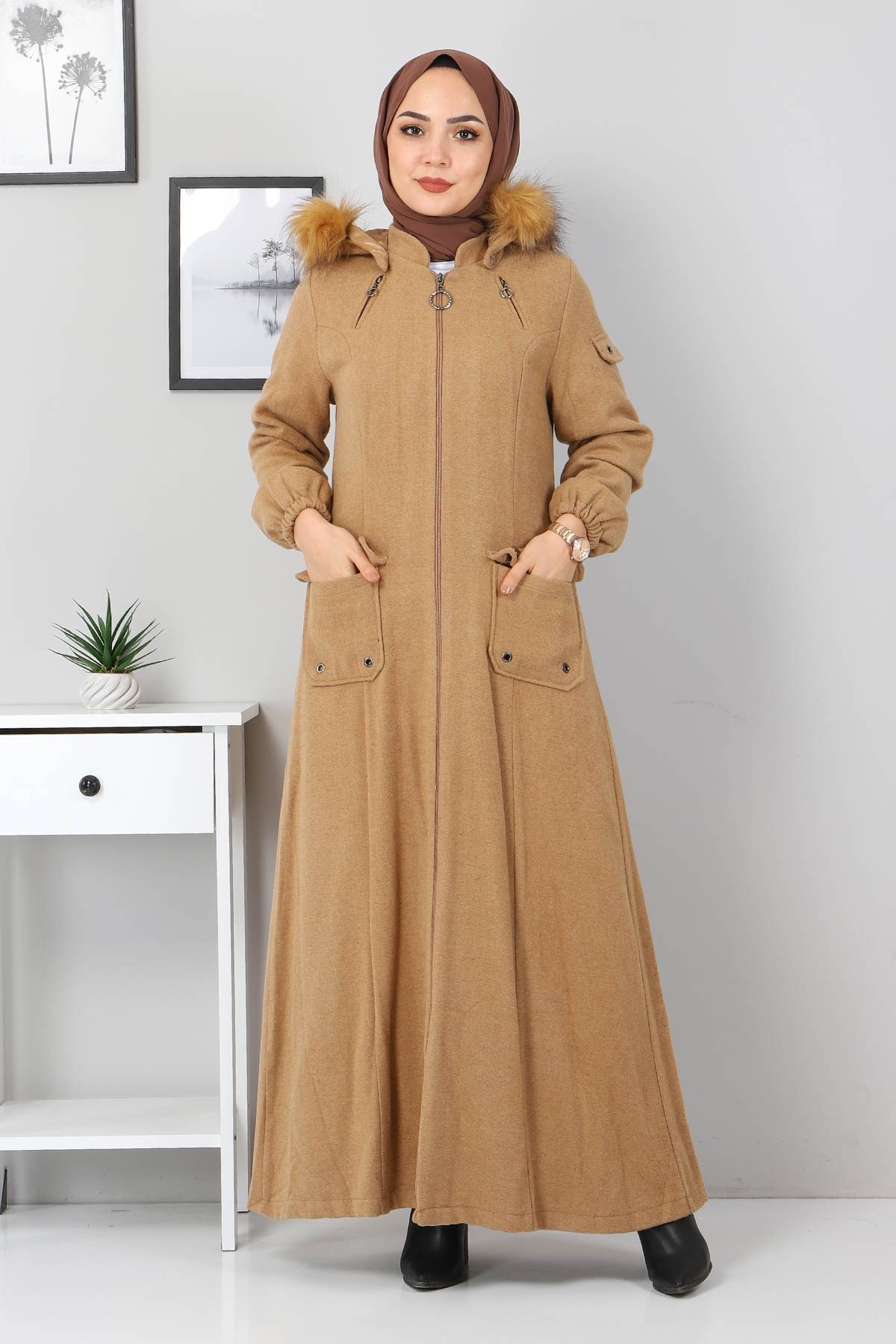 Fermuarlı kaşe Vizon 2363