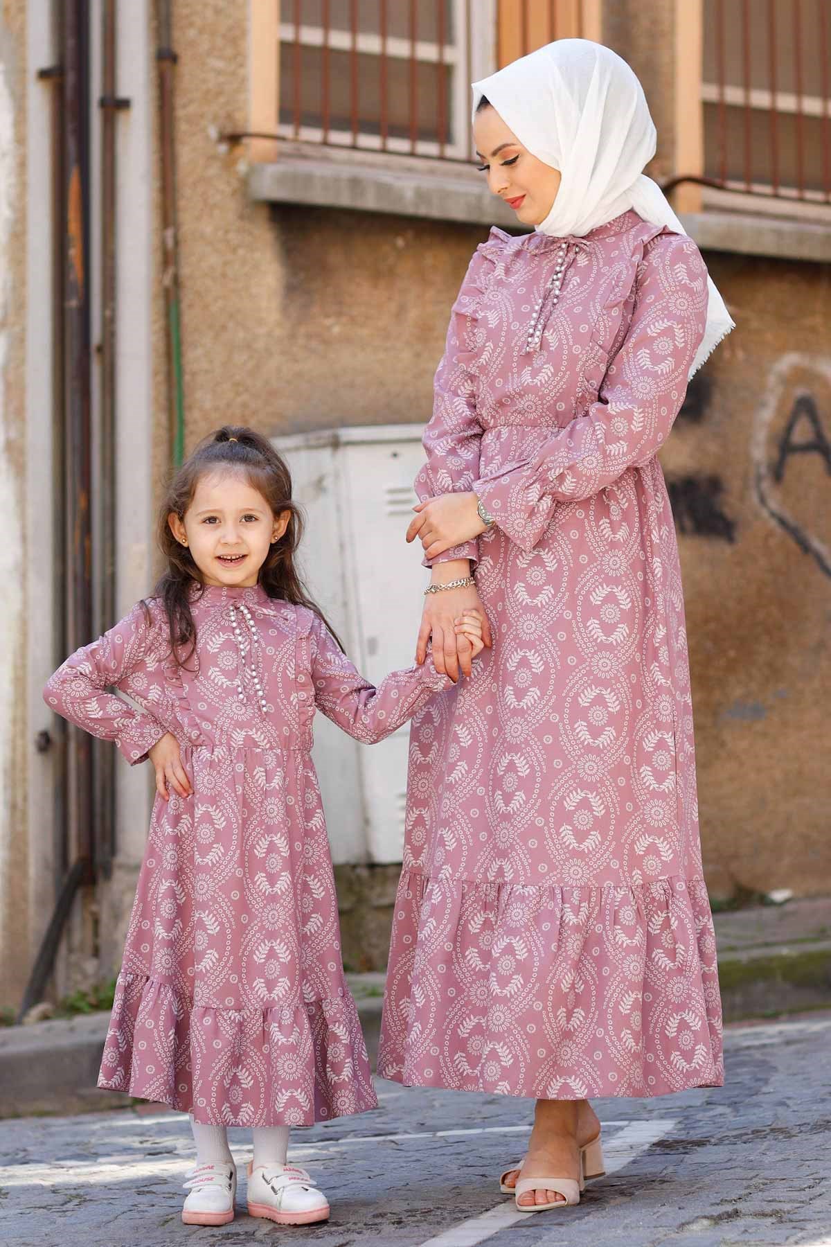 Fırfır Detay Anne Elbise Lila 10682