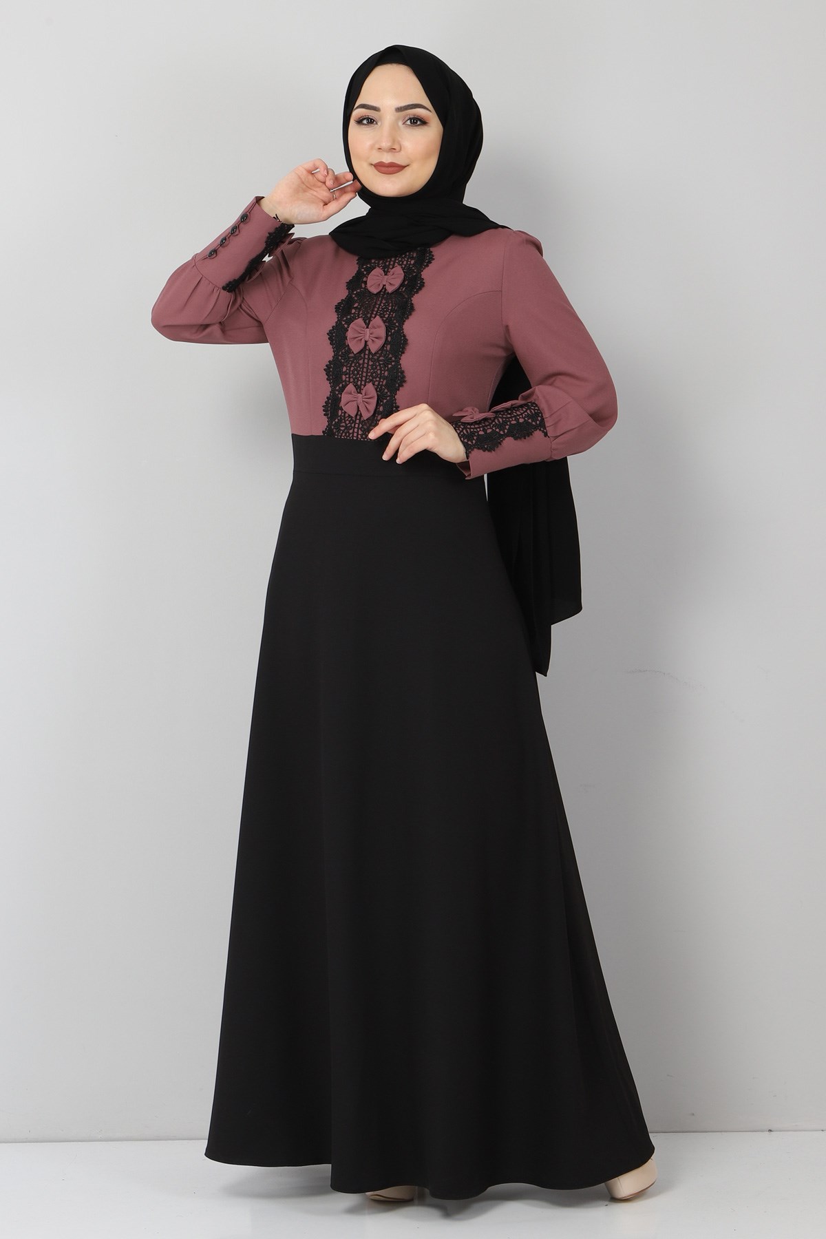 Fiyonk Detaylı Elbise Lila 9968