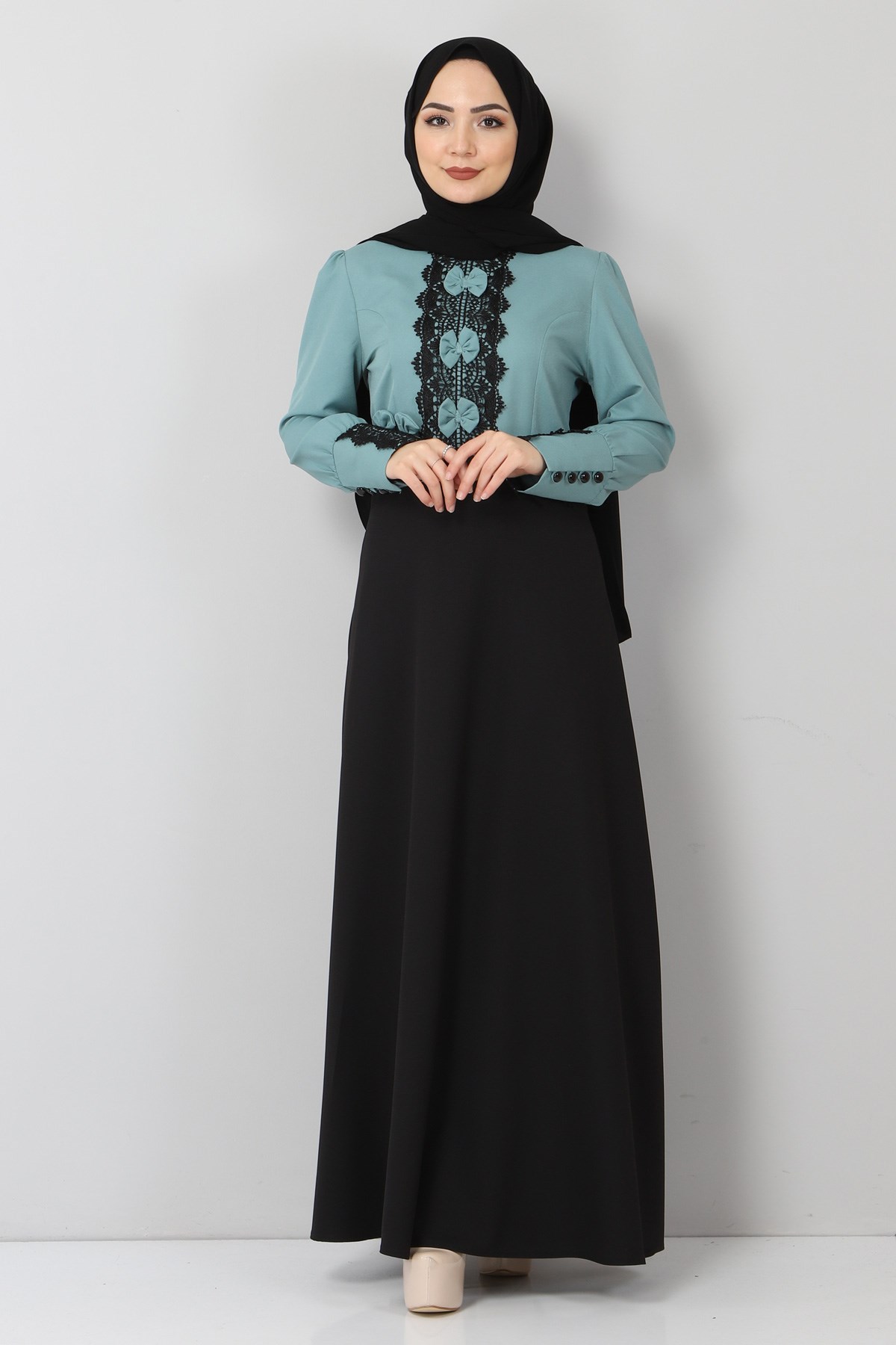 Fiyonk Detaylı Elbise Mint 9968