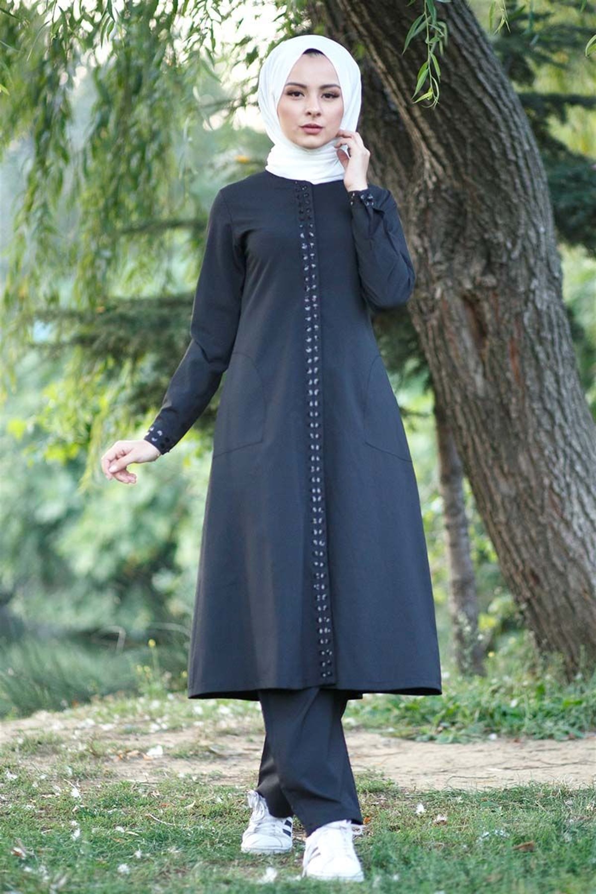 Gizli Patlı Tesettür Kombin Siyah Siyah 9480-3