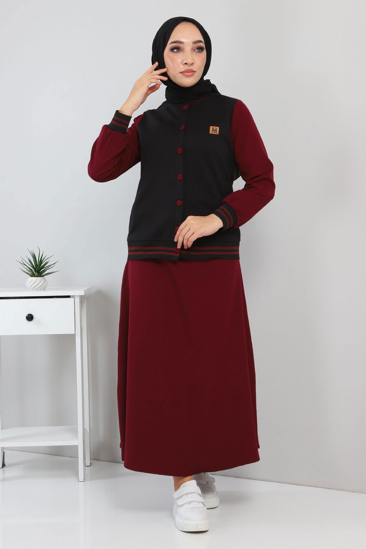 Hırkalı Etekli Takım Bordo 11900