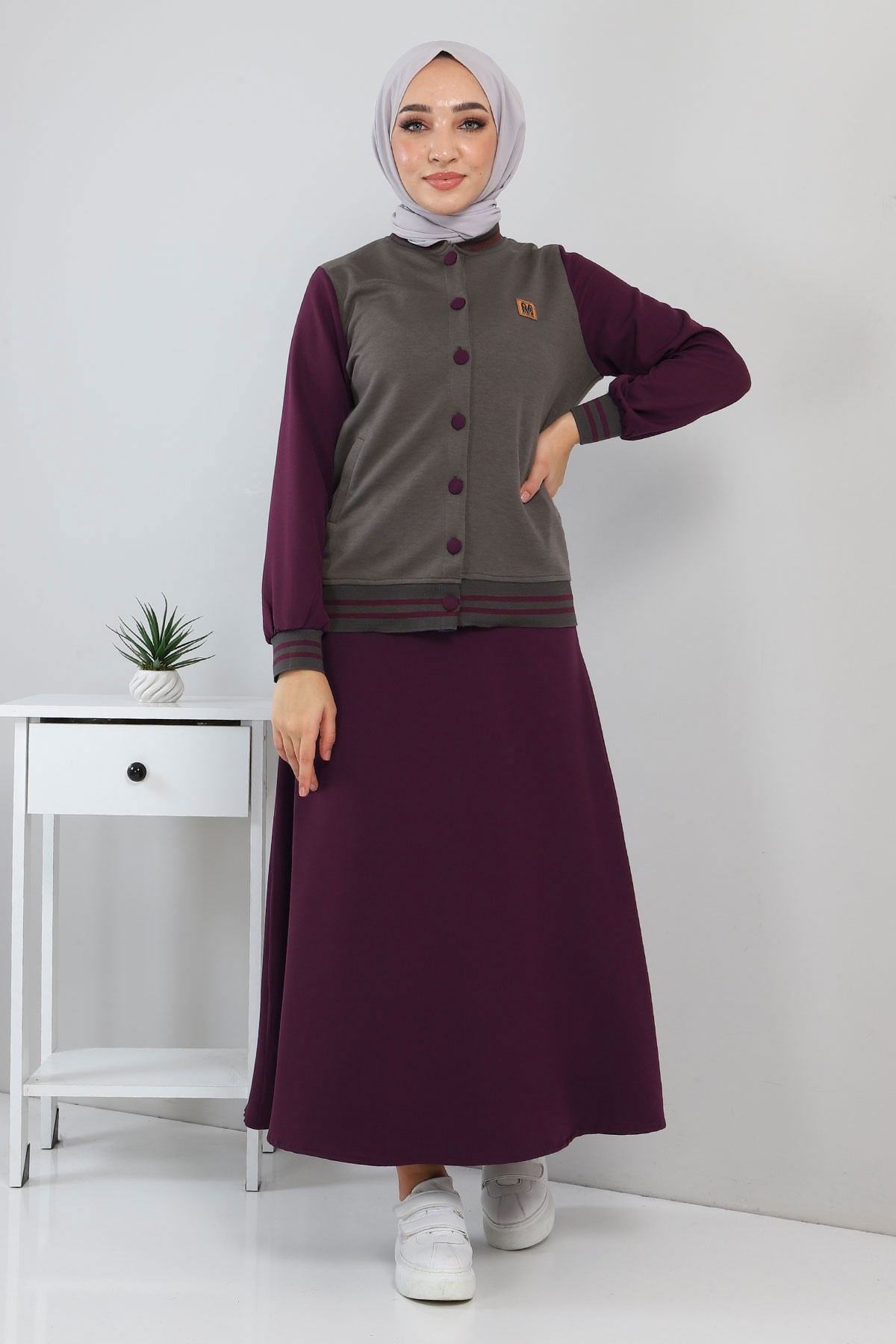 Hırkalı Etekli Takım Mürdüm 11900