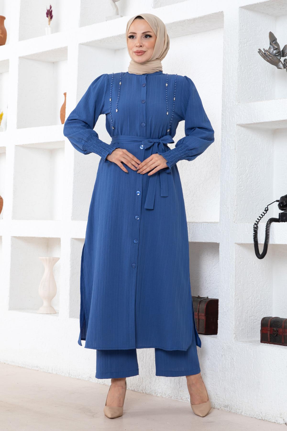 İnci Detaylı Takım İndigo 19360