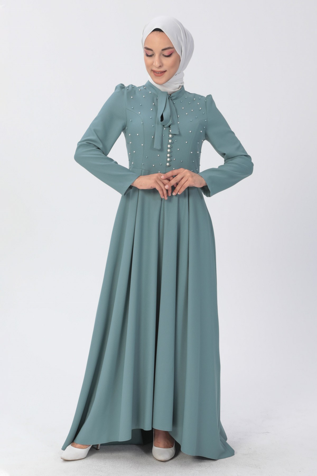 İncili Elbise Mint 8352