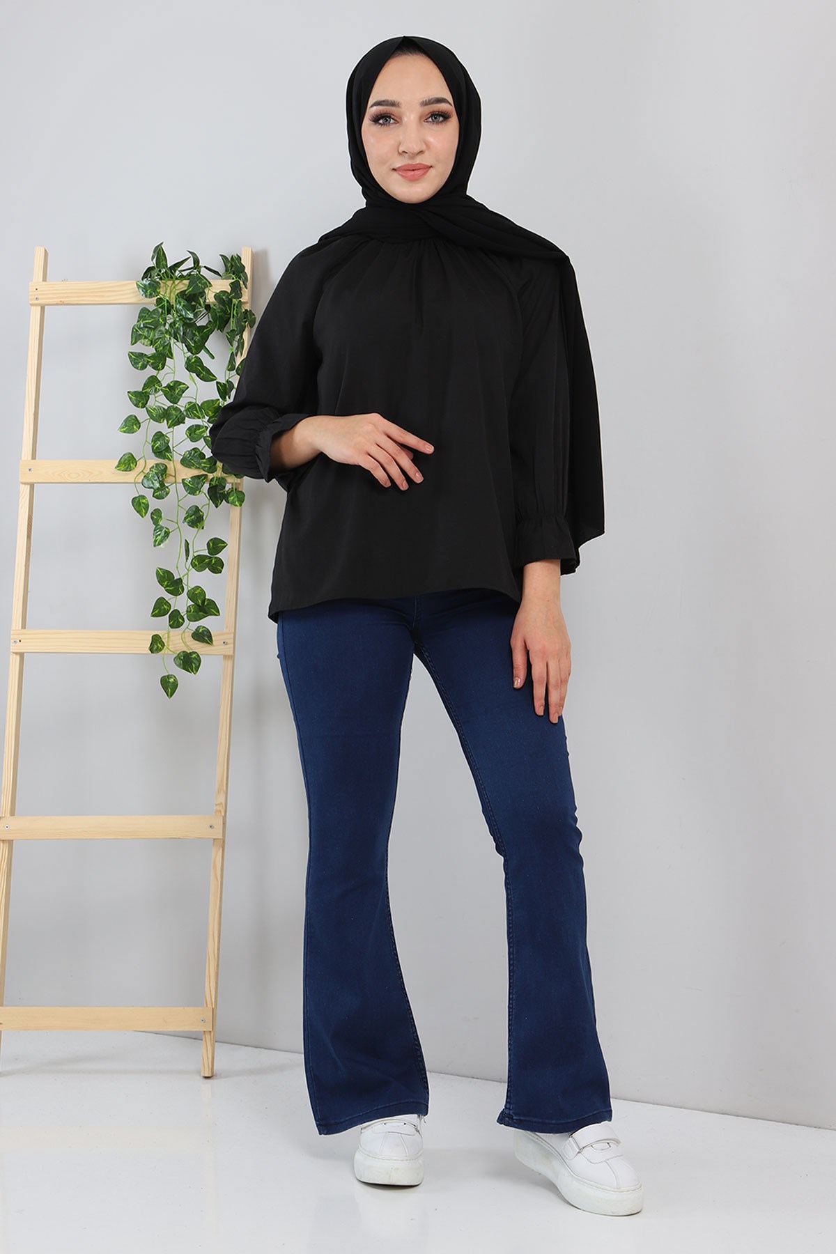 İspanyol Paça Kot Pantolon Mavi 6005