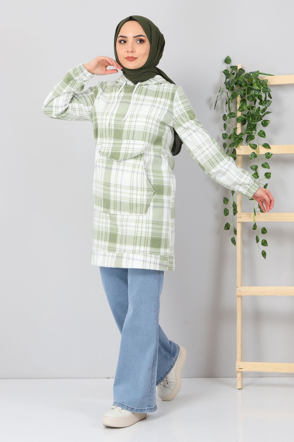 Kanguru Cepli Polar Sweatshirt Yeşil 10801