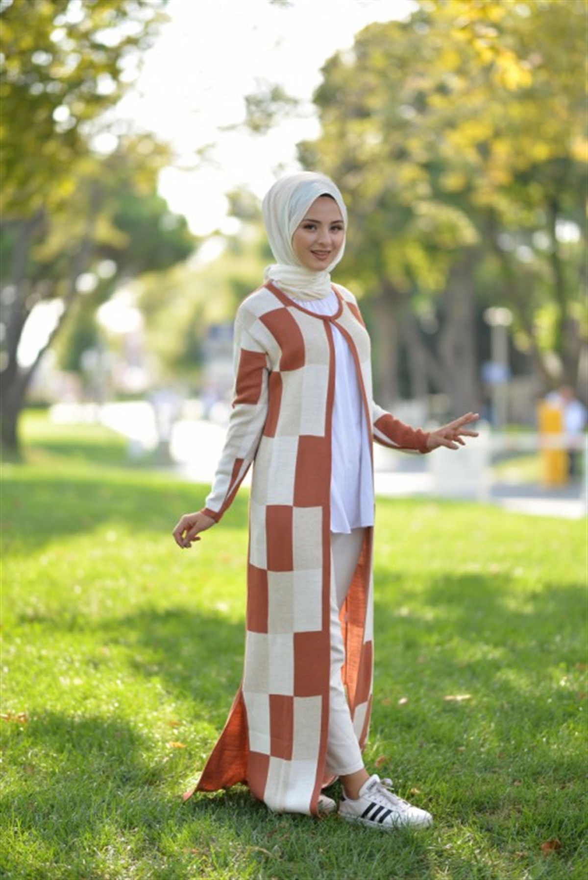 Kare Desenli Triko Taba Taba 2272-6