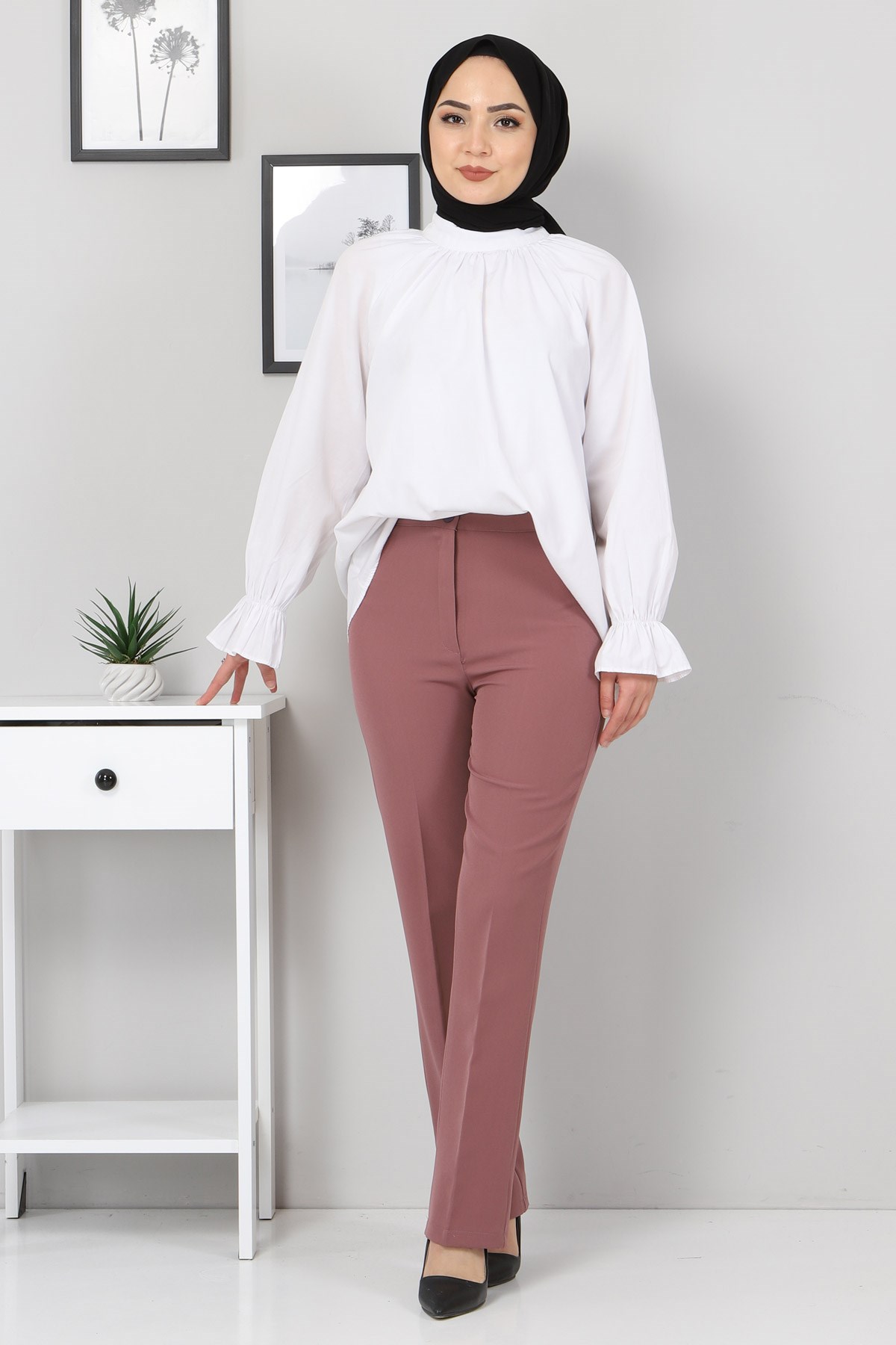 Kumaş Pantolon Gül Kurusu 8573