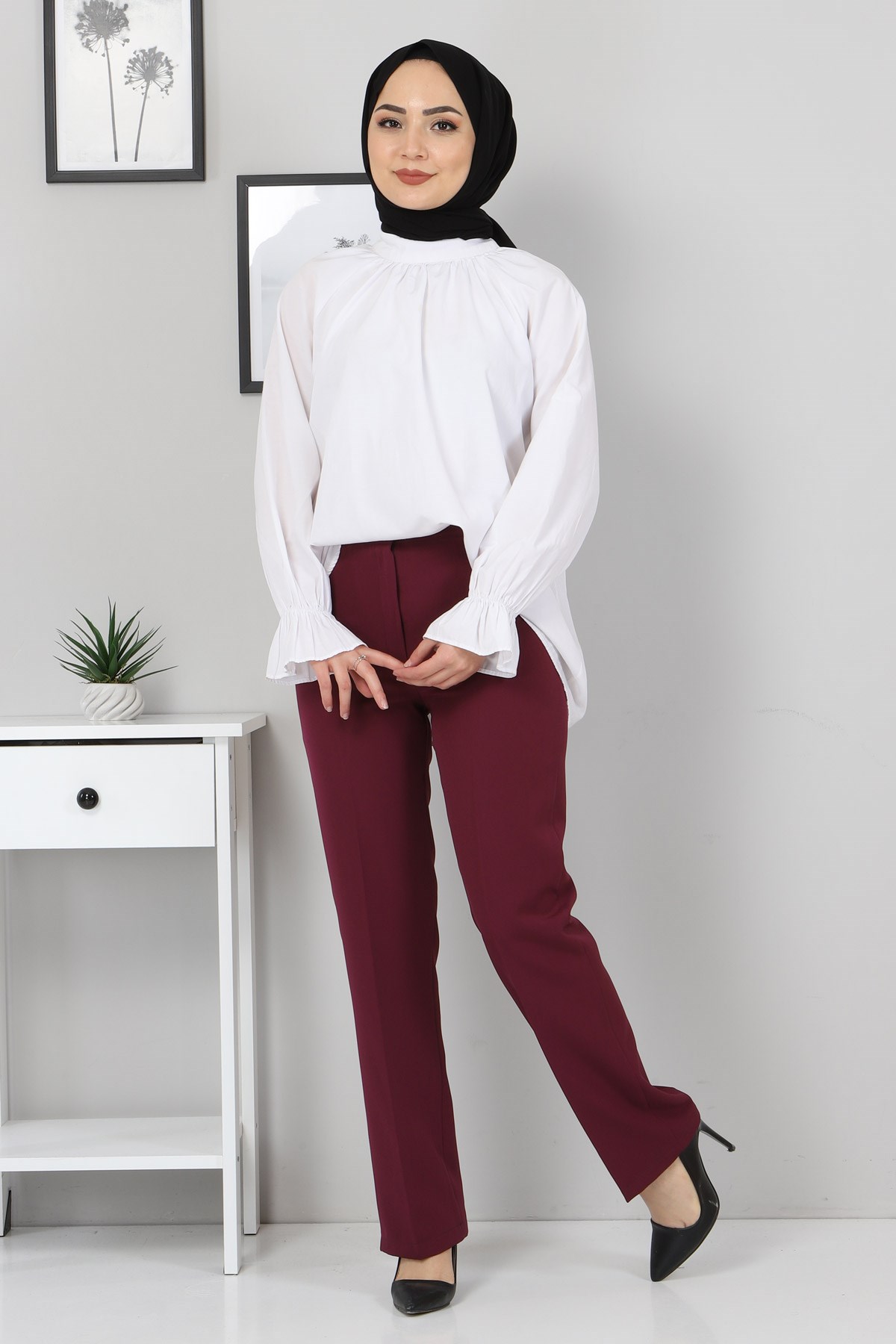 Kumaş Pantolon Mürdüm 8573