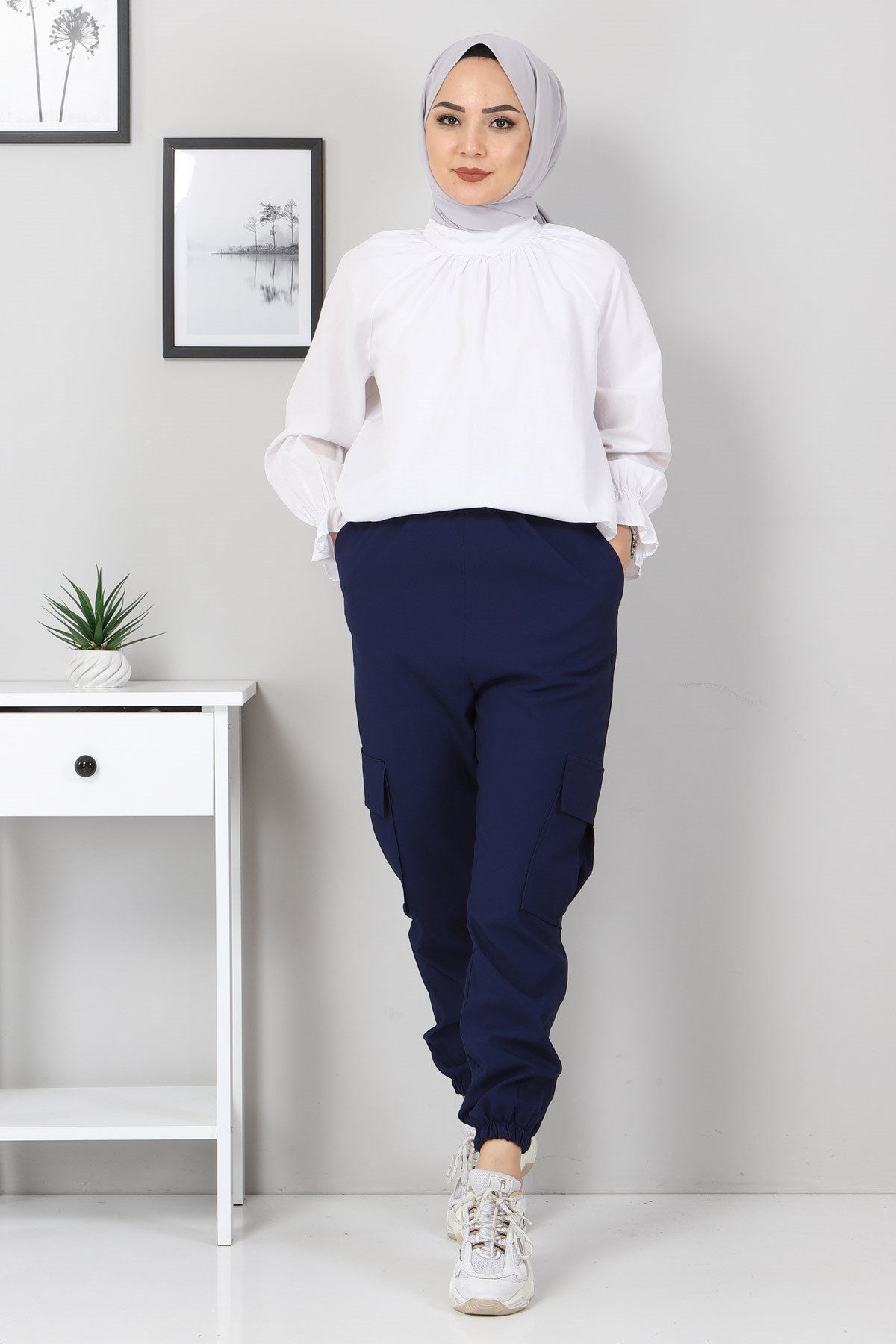 Lastikli Pantolon İndigo 10797