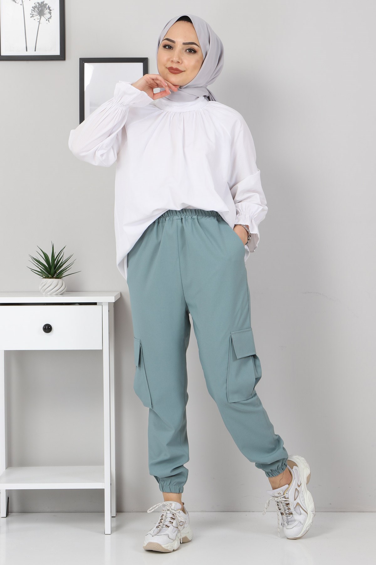 Lastikli Pantolon Mint 10797