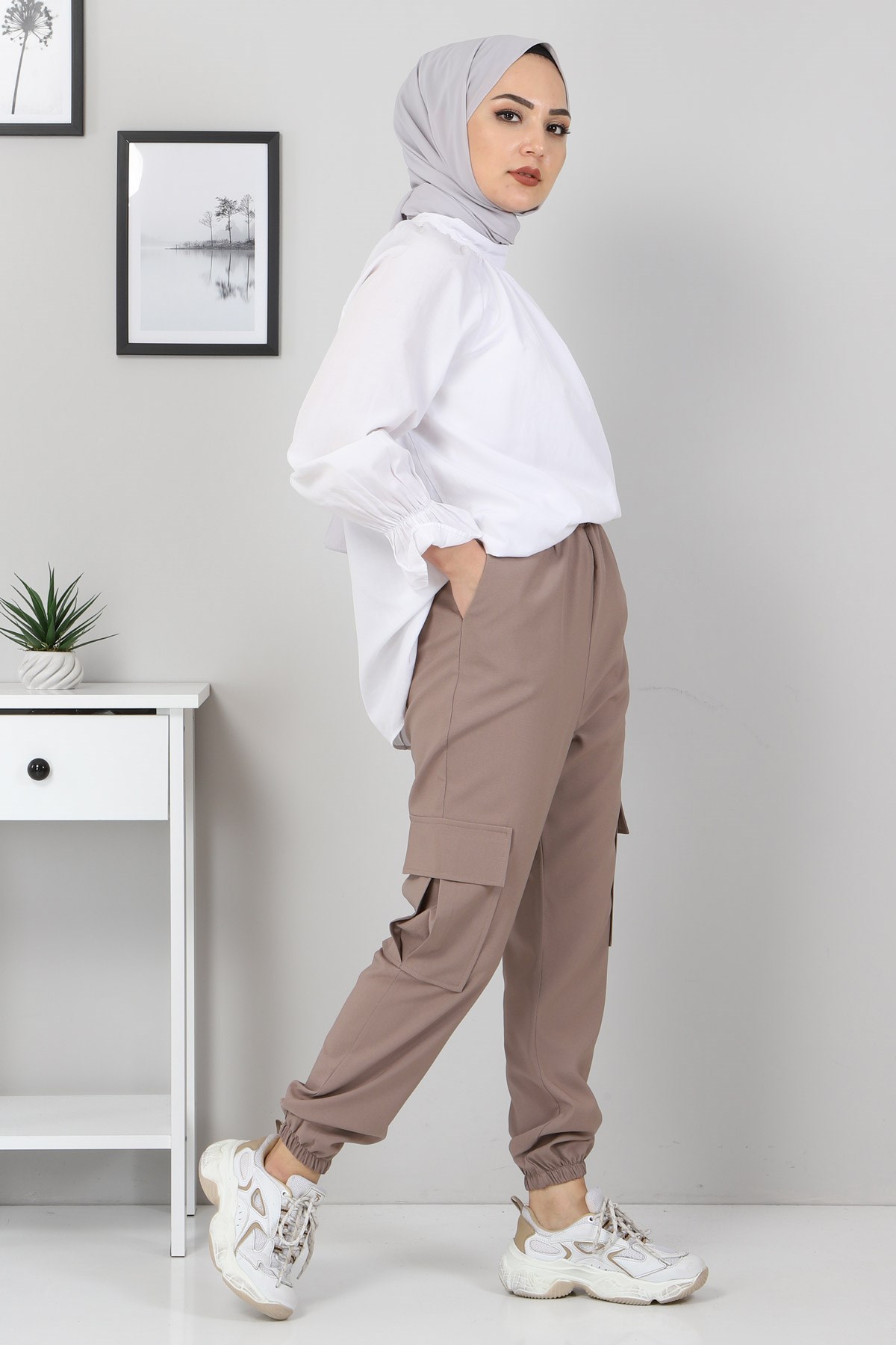 Lastikli Pantolon Vizon 10797