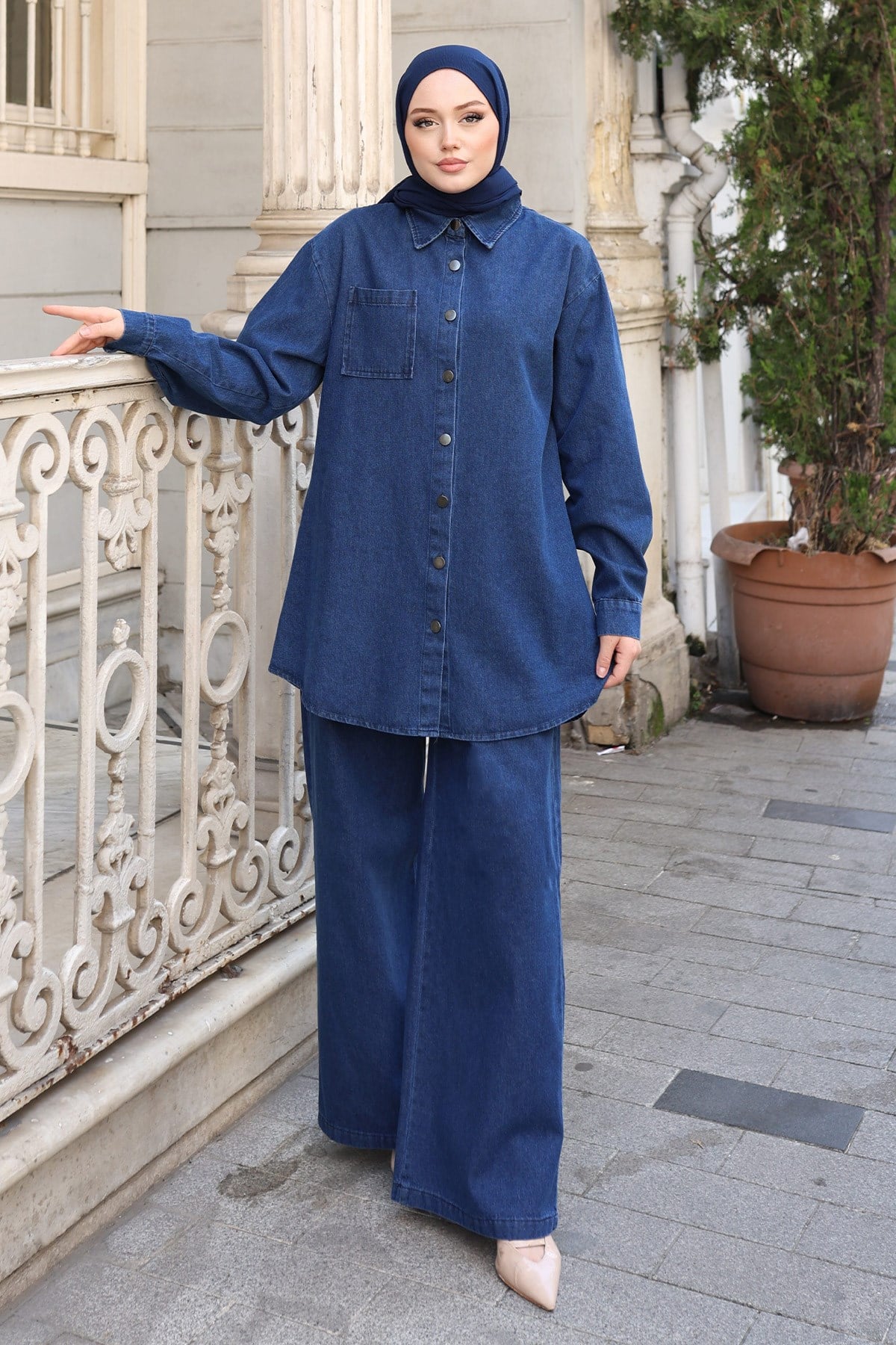 Meysa Oversize Denim Takım Koyu Mavi 19302