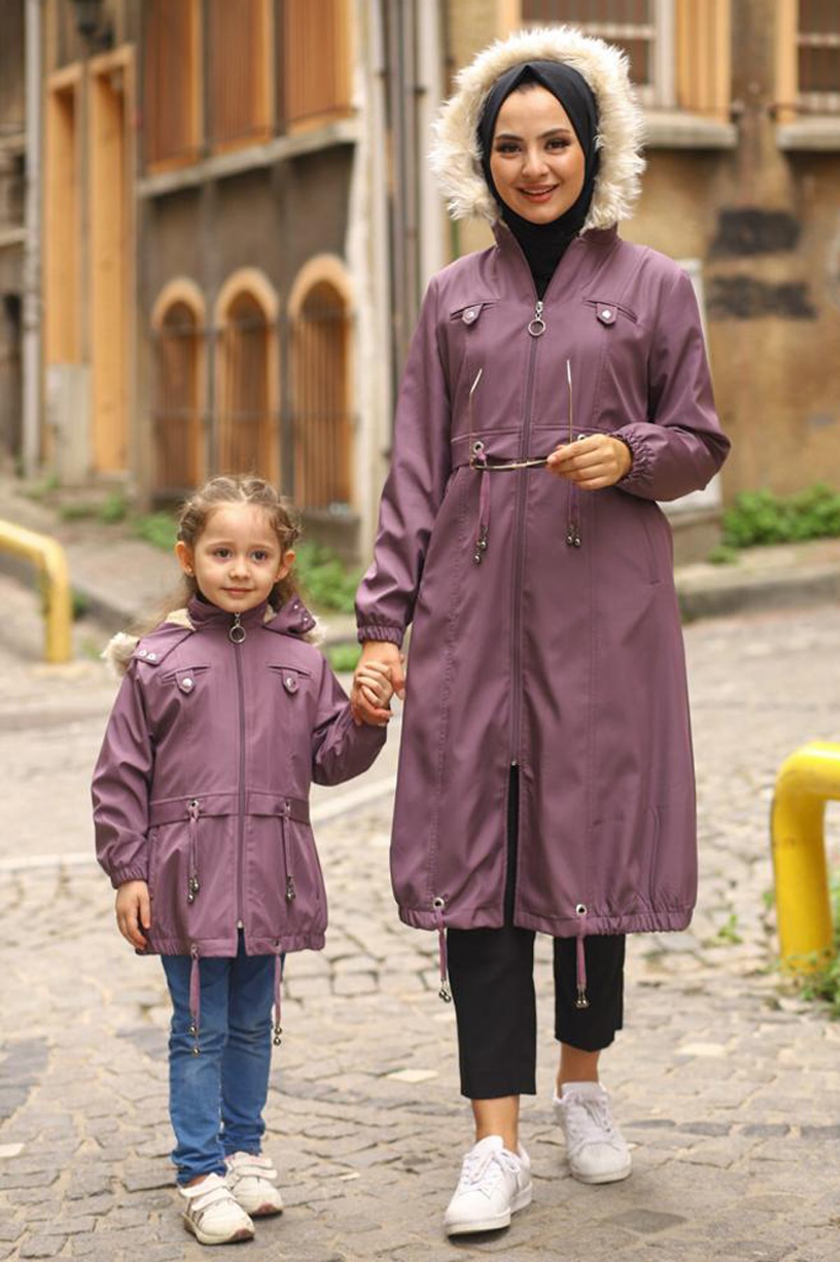 Püskül Detaylı Çocuk Mont Lila 10302