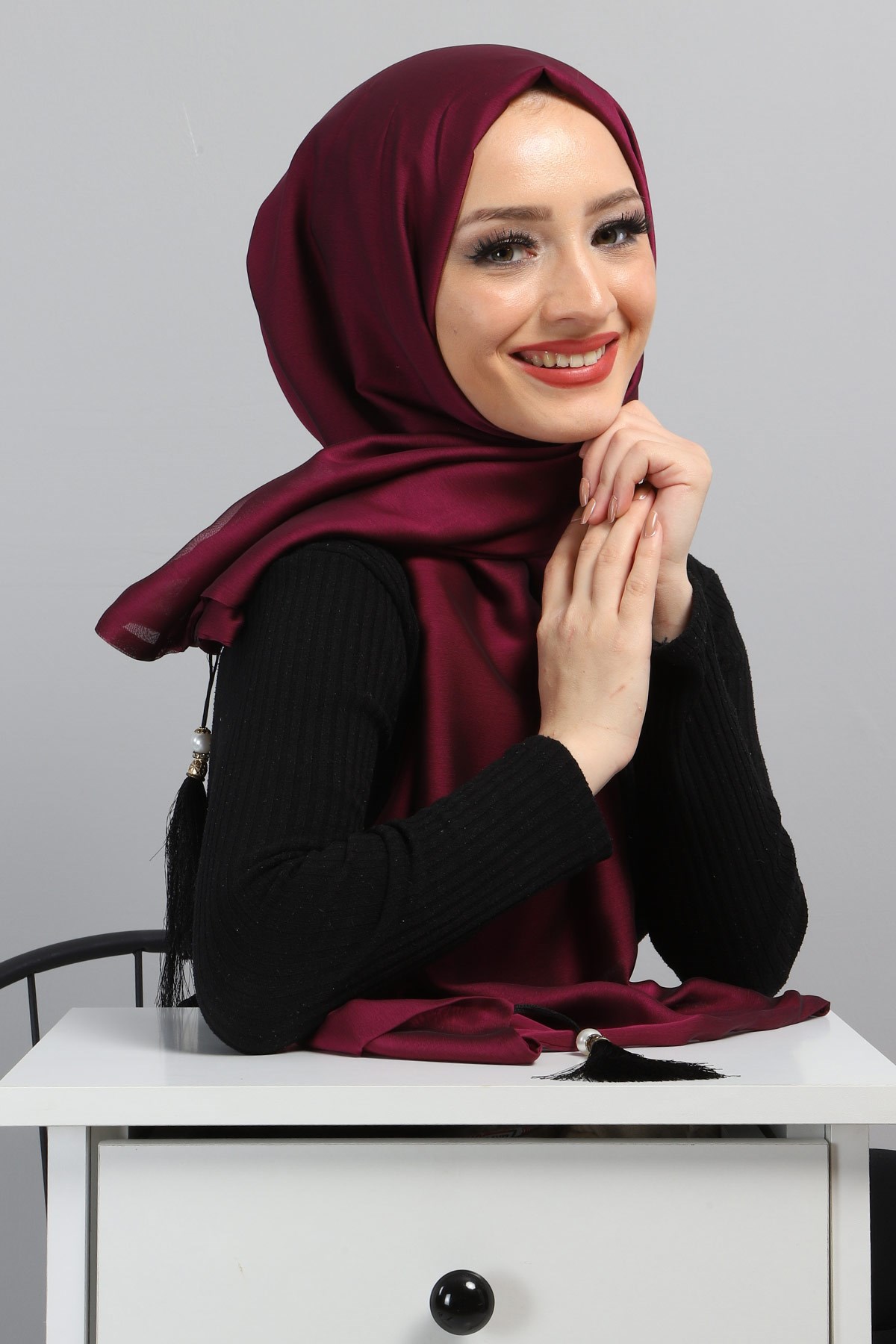 Püsküllü Janjan Şifon Şal Şarabi 3010