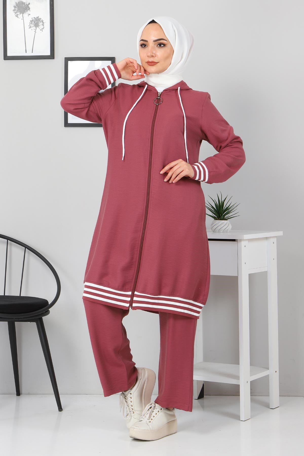 Ribanalı Bağcıklı Kombin Lila 104
