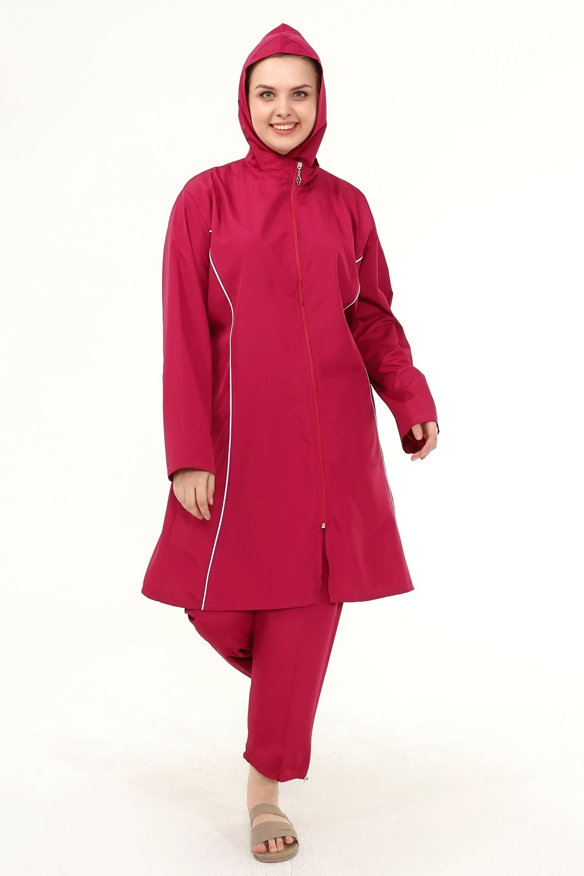 Şerit Detaylı Tesettür Mayo Lila 8507