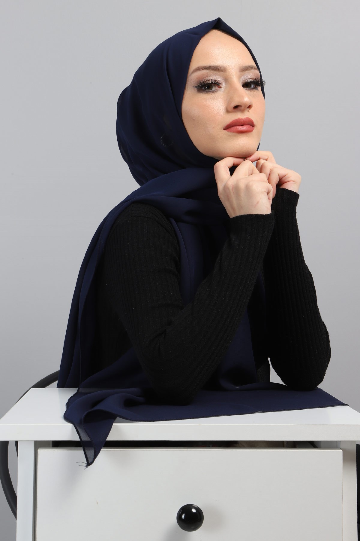 Şifon Şal Lacivert 3011