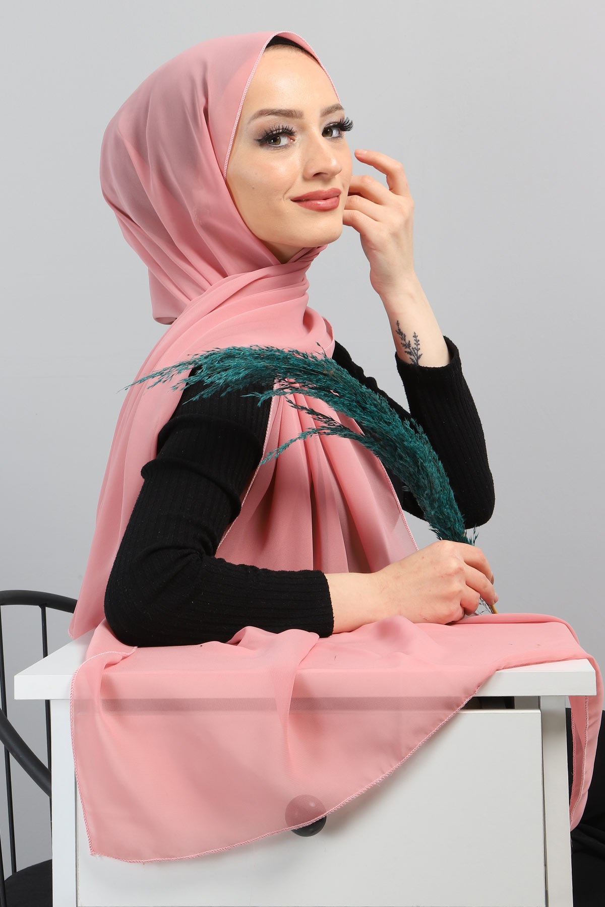 Şifon Şal Pudra 3011