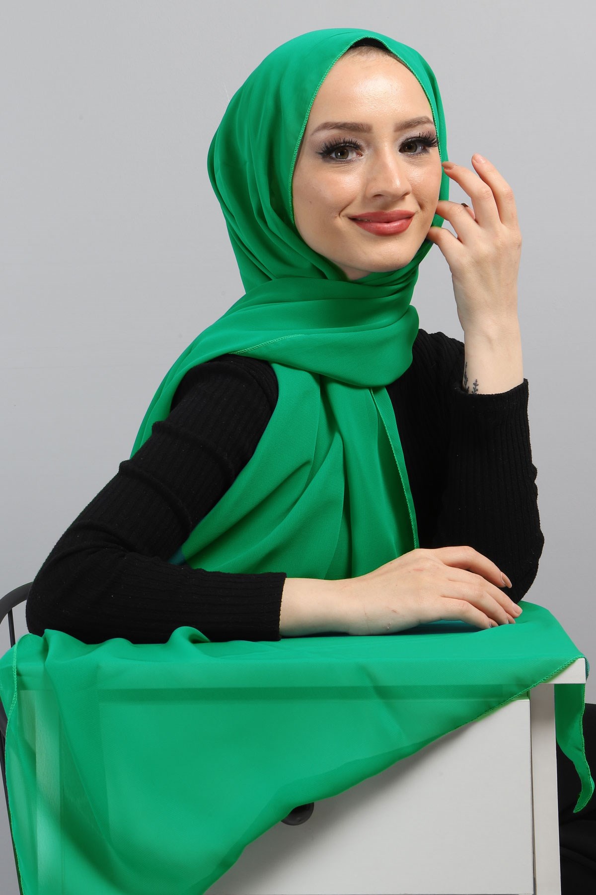 Şifon Şal Yeşil 3011