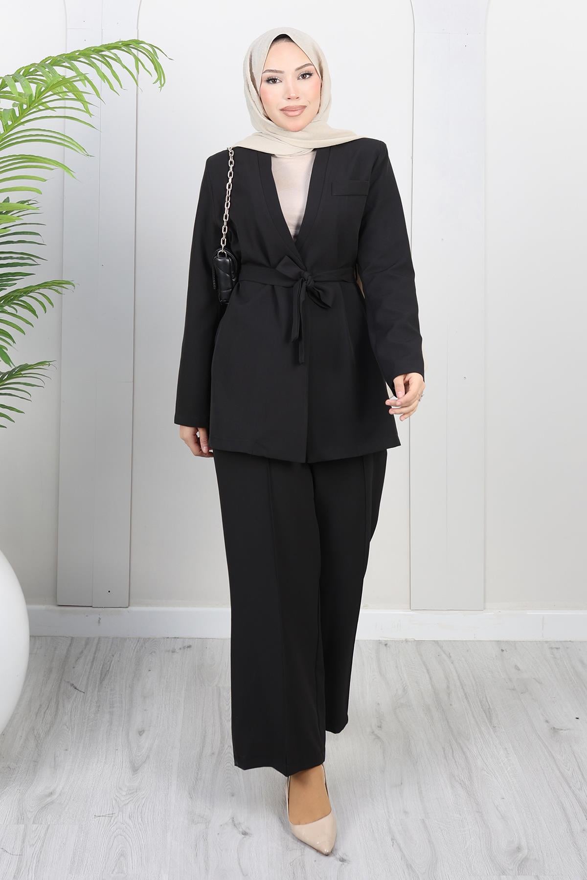 Soft Blazer Takım Siyah Siyah 19389