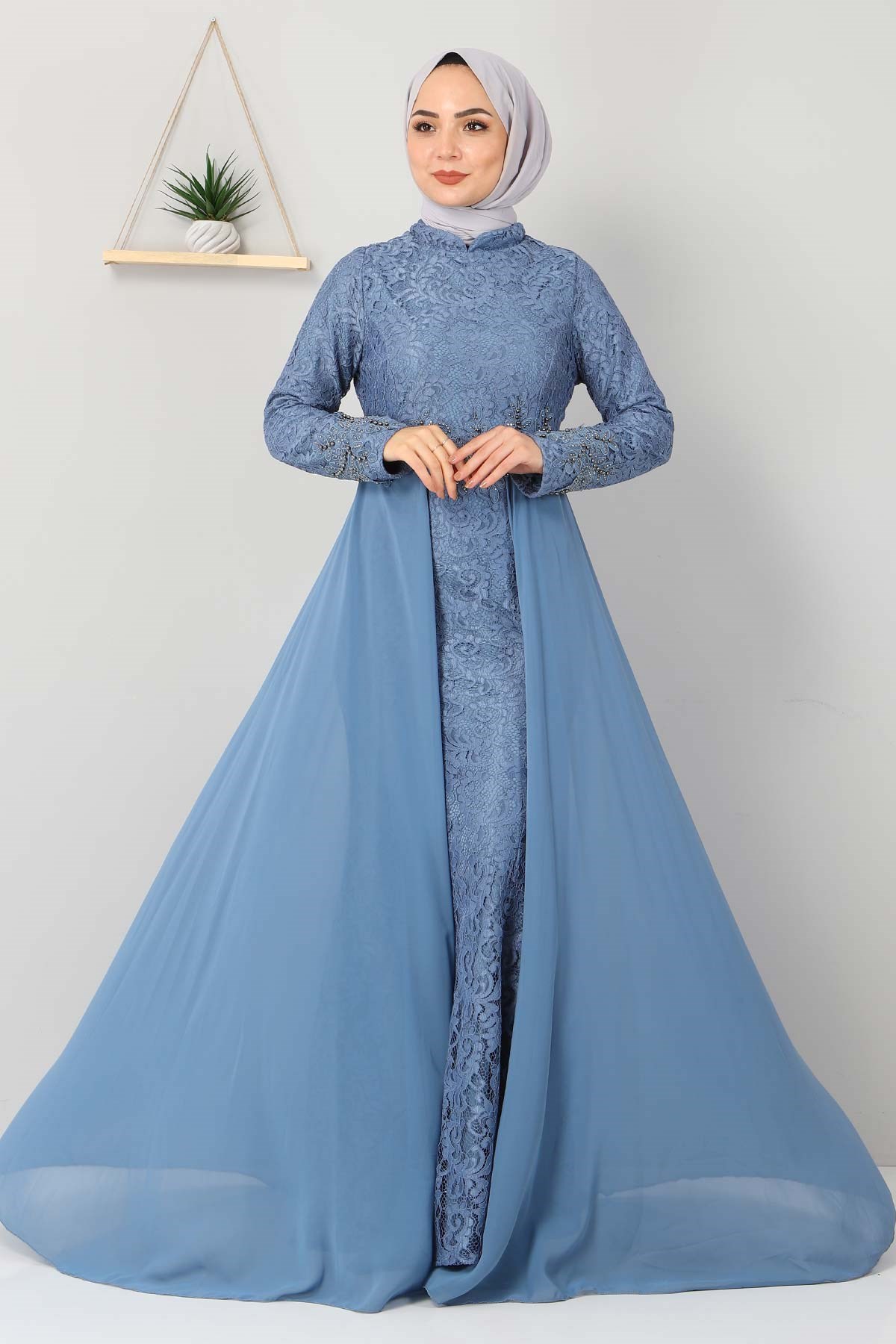 Taş Detaylı Balık Abiye Bebe Mavisi 8855