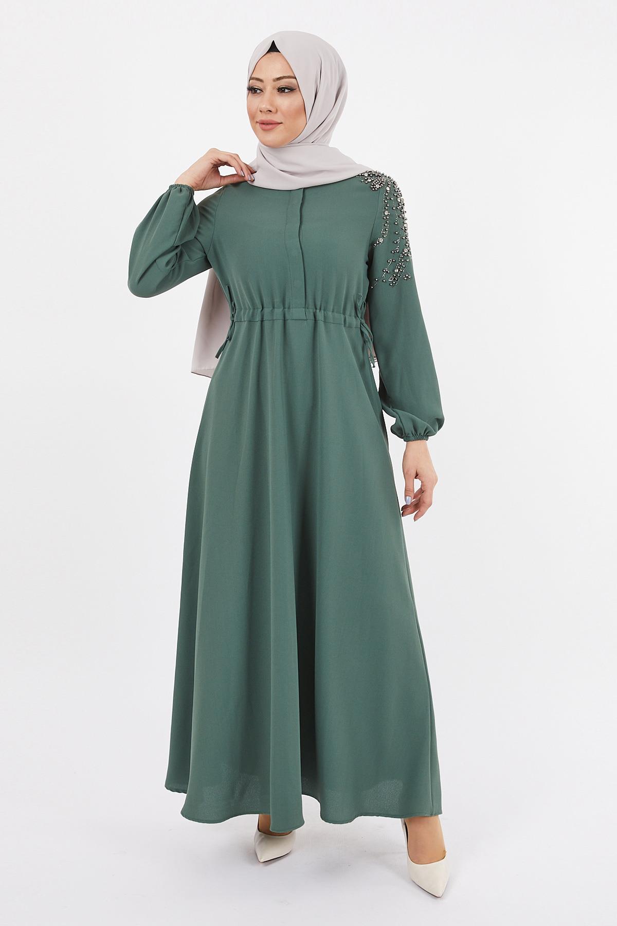 Taş Detaylı Elbise Mint 12227