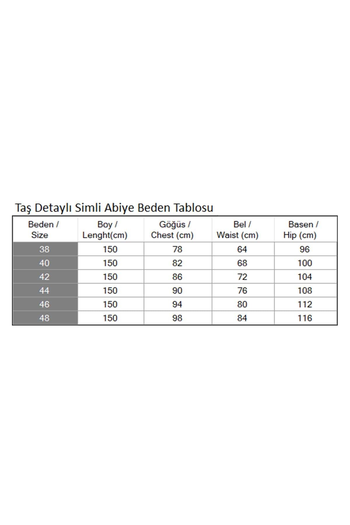 Taş Detaylı Göğsü Drapeli Simli Abiye Gümüş 19188
