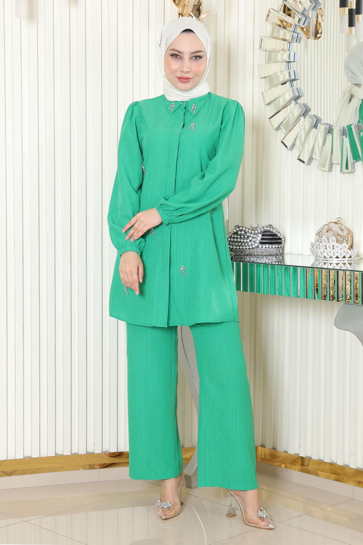 Taş Detaylı Takım Yeşil 19902