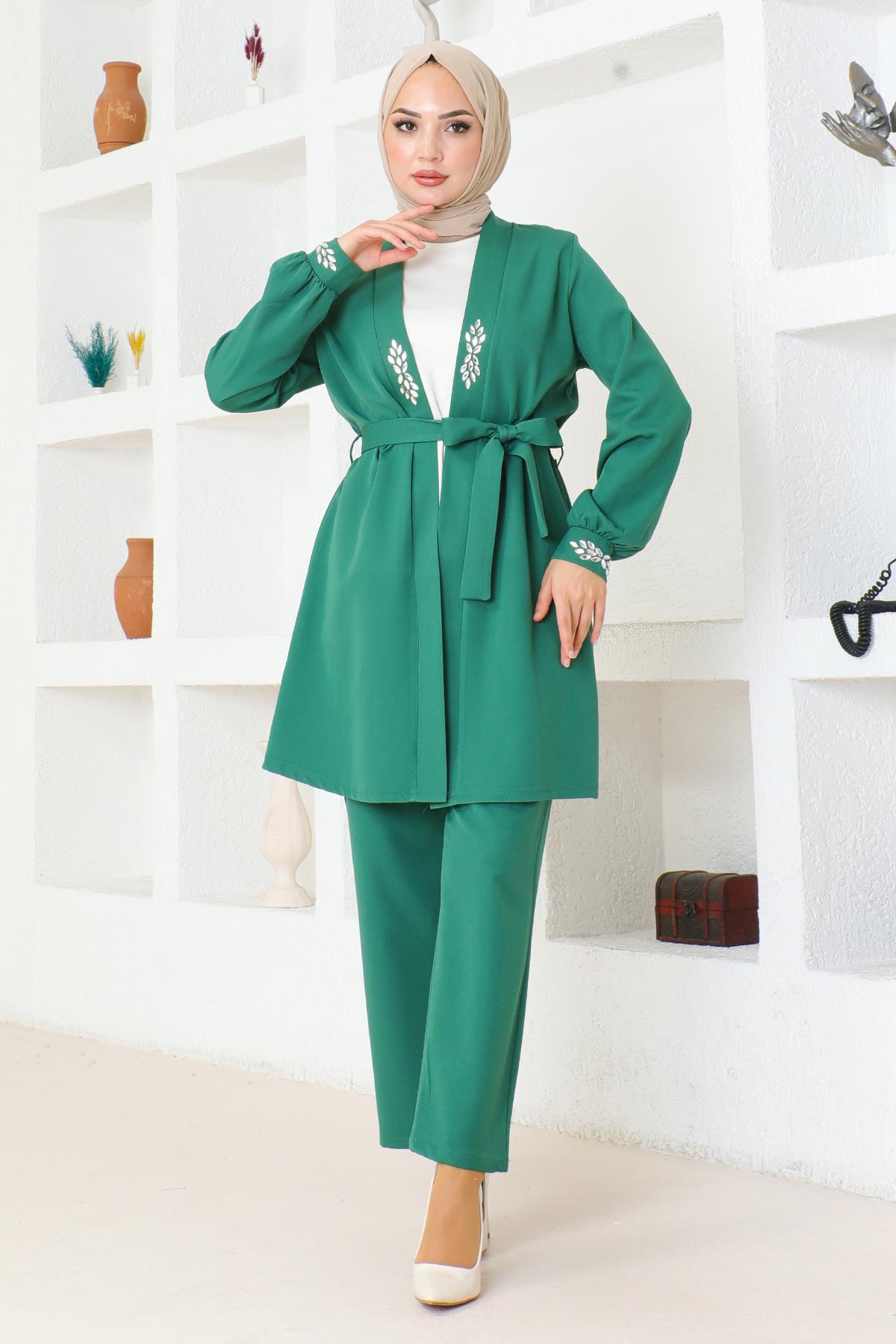 Taş Detaylı Takım Zümrüt Zümrüt MSW19203-4