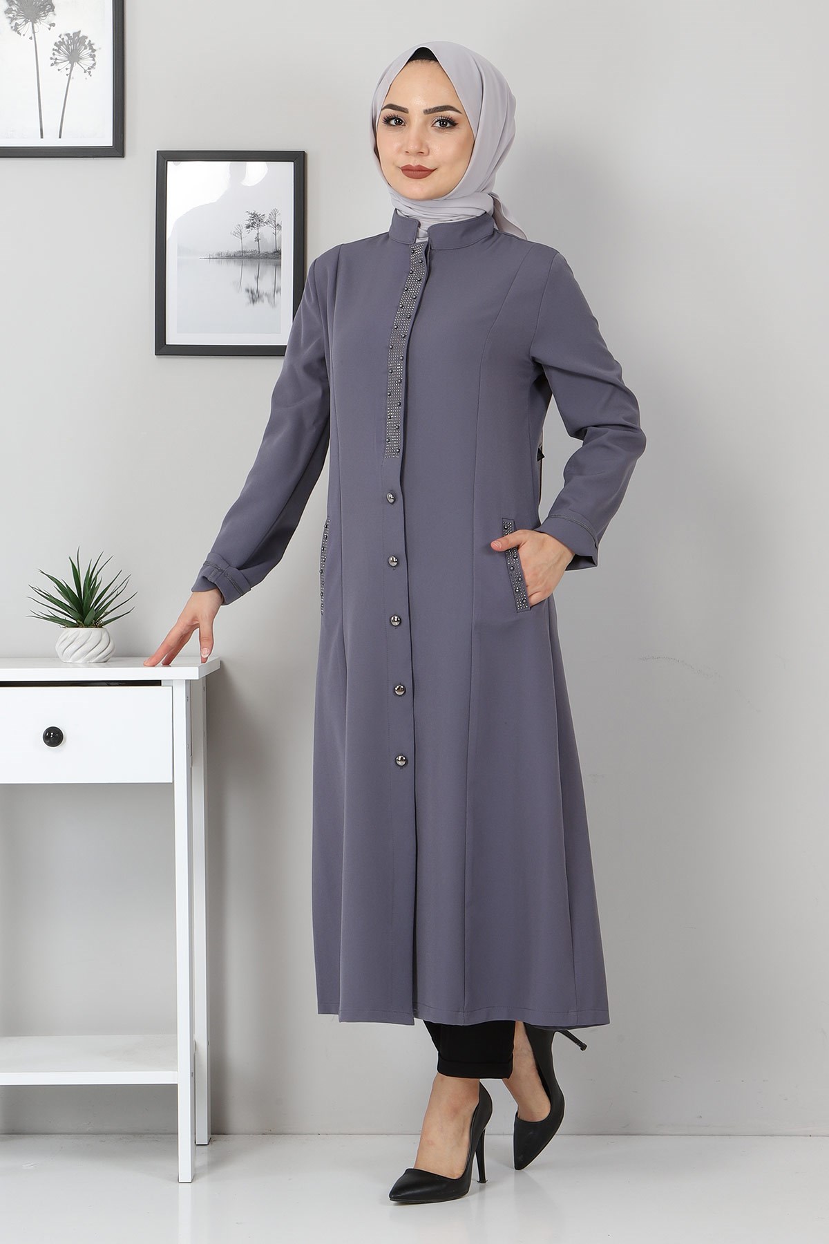 Taş Detaylı Tunik Antrasit 10767