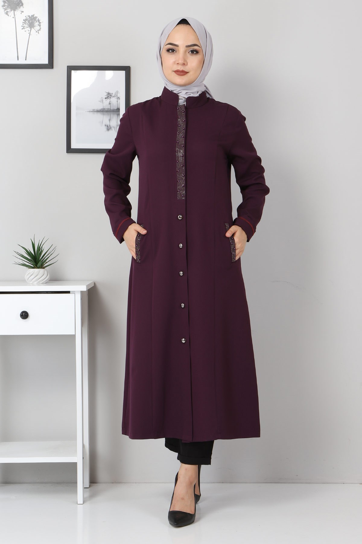 Taş Detaylı Tunik Mor 10767
