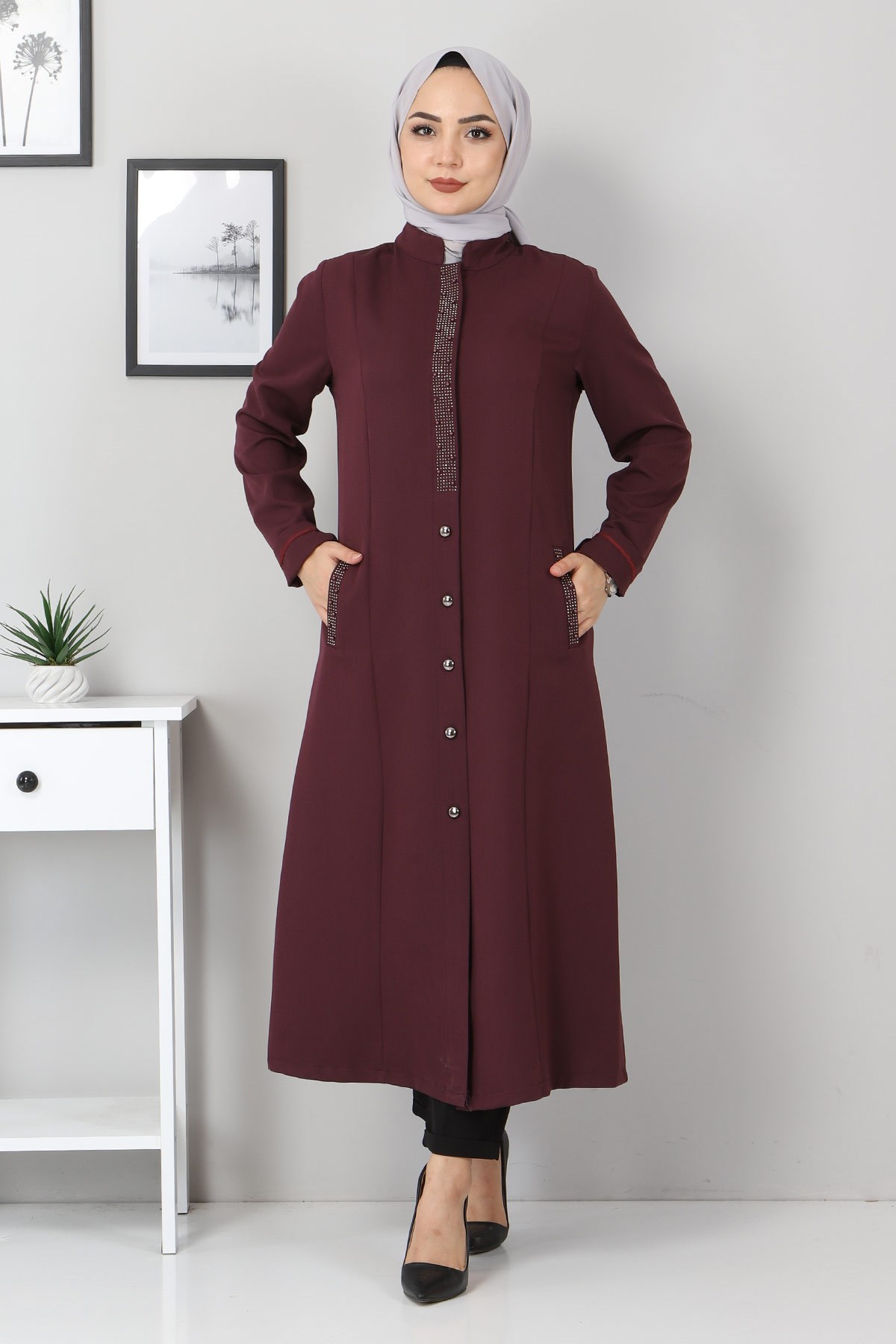 Taş Detaylı Tunik Mürdüm 10767