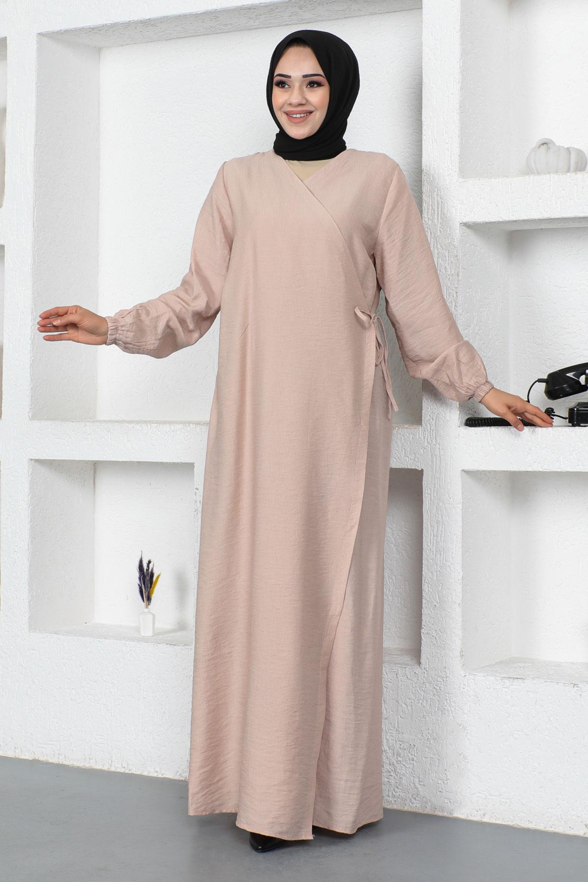 Yandan Bağlamalı Namaz Elbisesi Bej 12246
