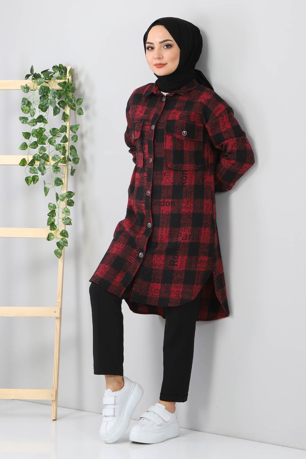 Yazı Baskılı Tunik Bordo 10548