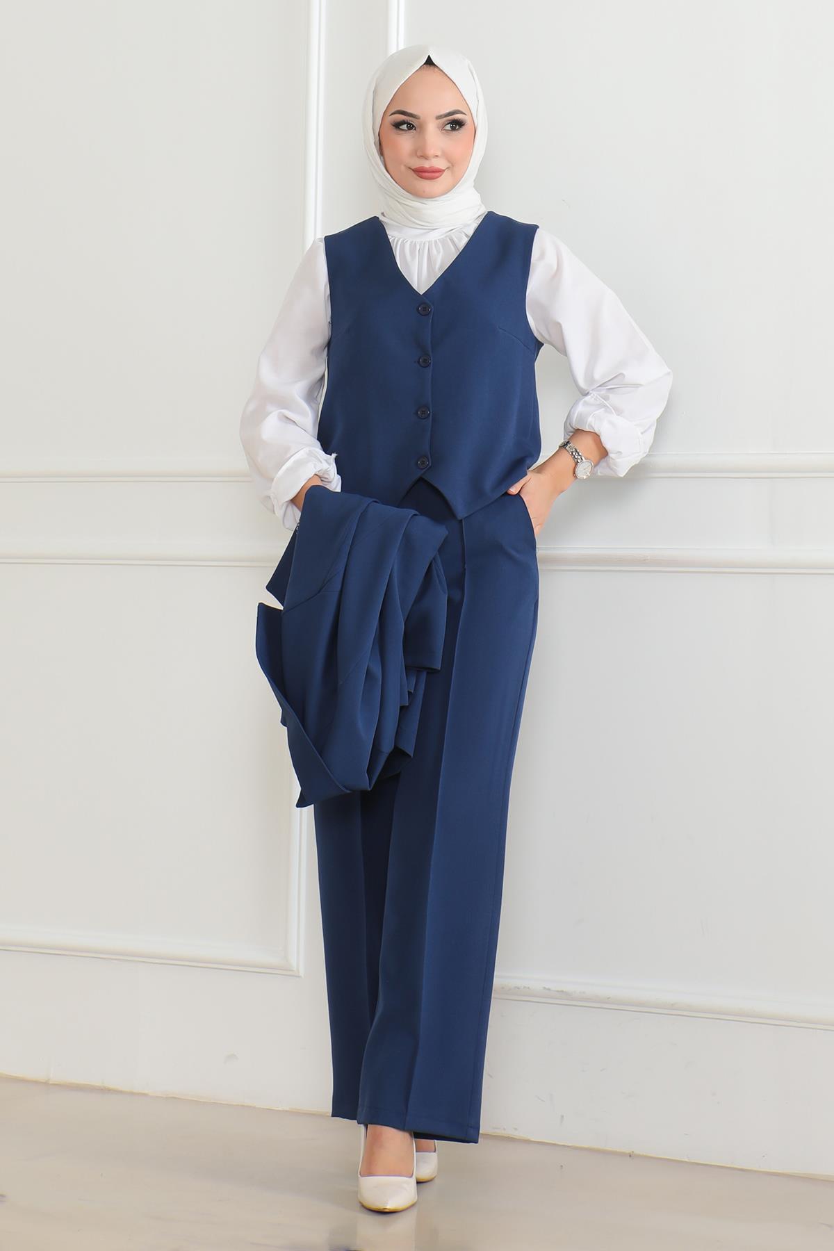 Yelekli Üçlü Takım İndigo İndigo MSW19222-2