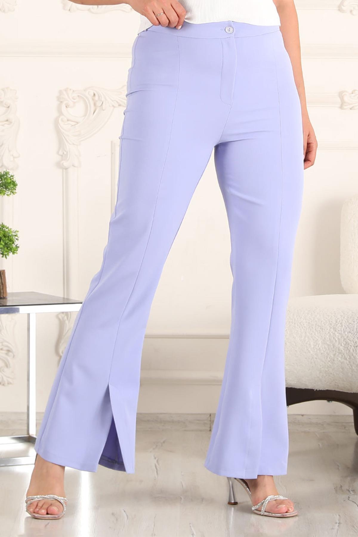 Yırtmaçlı İspanyol Paça Pantolon Bebe Mavisi 6075