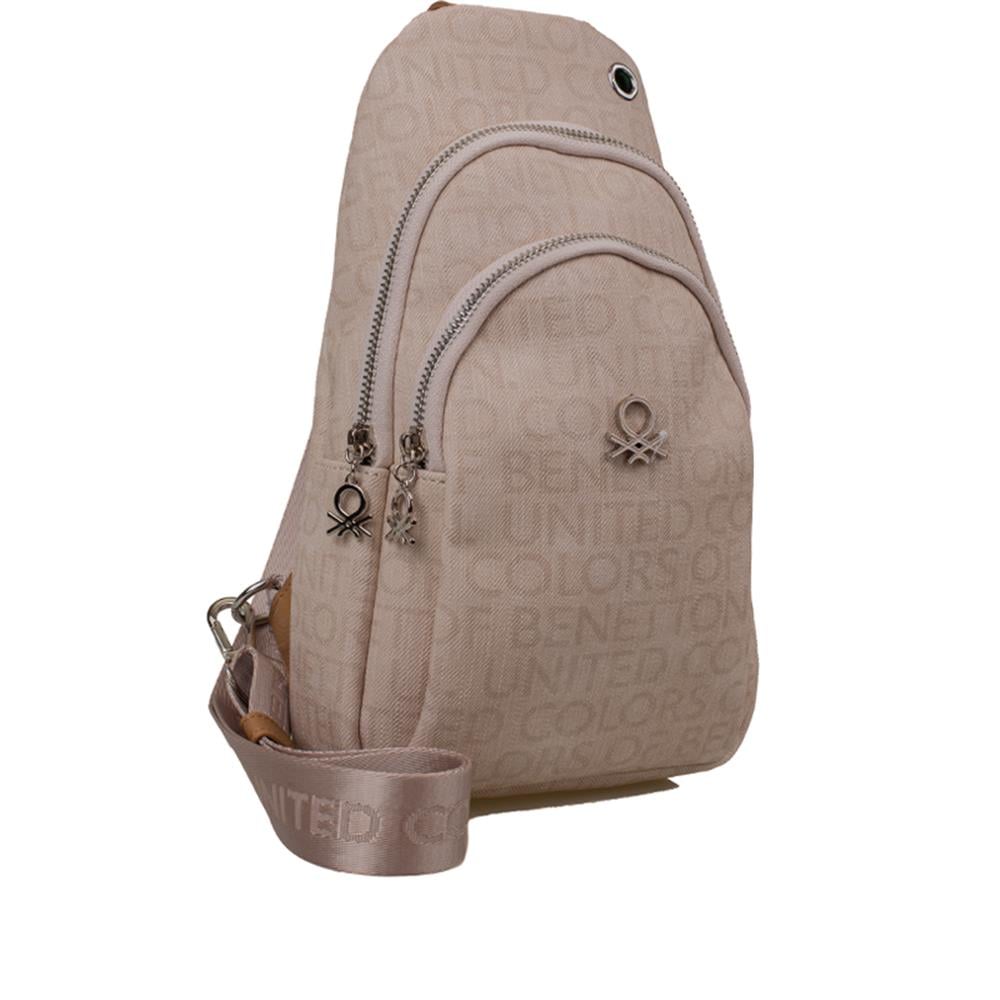 Benetton Bej  BNT 1286 Eskitme Monogram Kadın Vücut Çantası