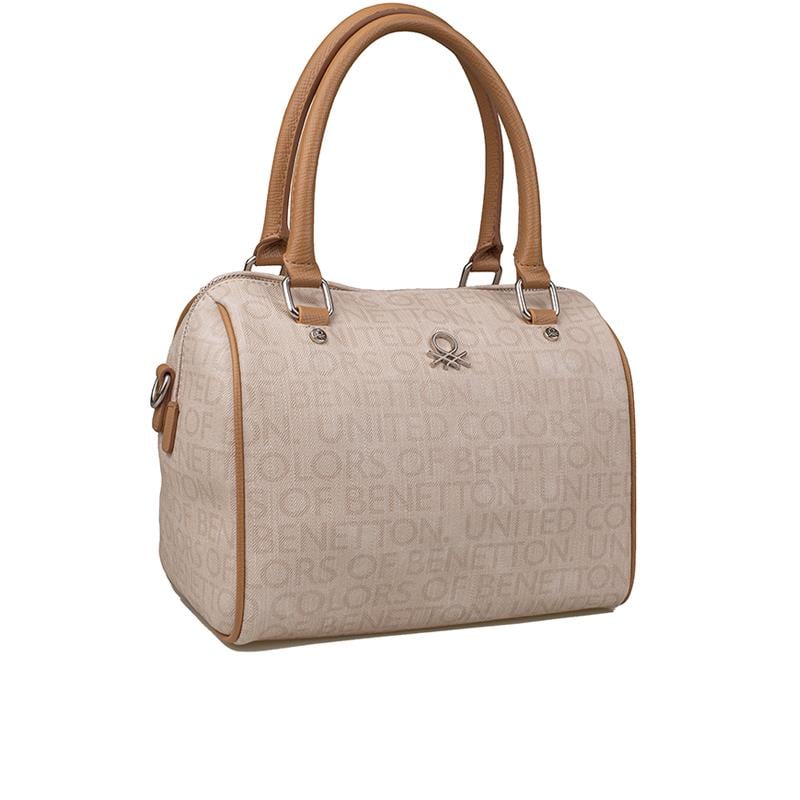 Benetton Bej  Kadın Monogram Eskitme Kol Çantası BNT 1533