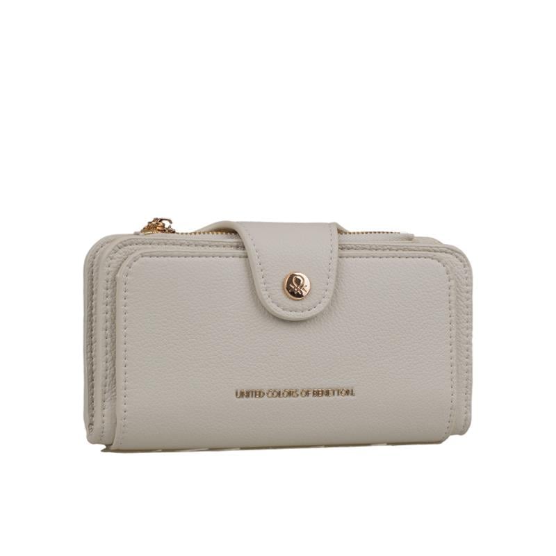 Benetton Bej  Sofline Kadın Deri Geniş Cüzdan BNT 1443