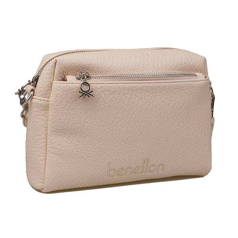 Benetton Bej  Soft Line Deri Kadın Çapraz Çanta BNT 1475 
