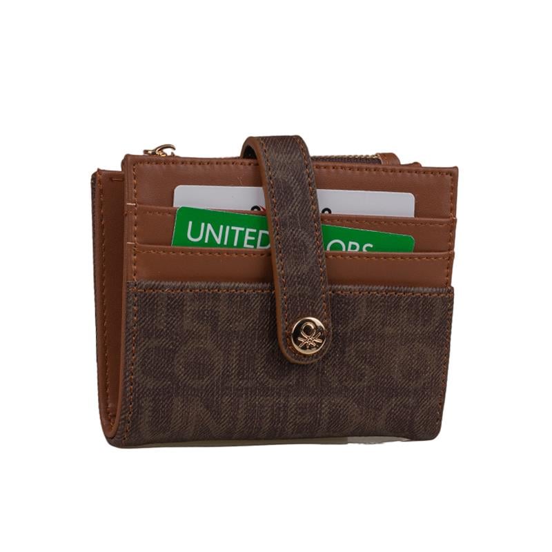 Benetton Kahverengi  Monogram Eskitme Kadın Küçük Kartlık BNT 1309