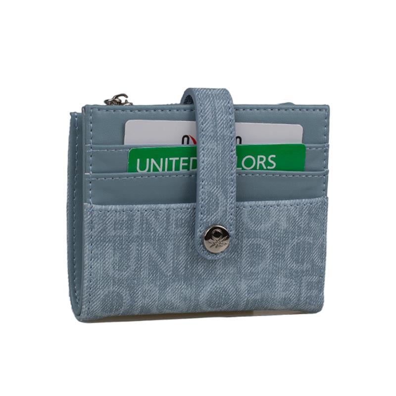 Benetton Mavi  Monogram Eskitme Kadın Küçük Kartlık BNT 1309