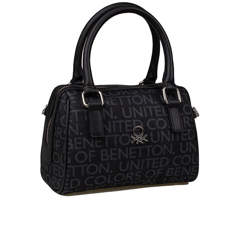 Benetton Siyah  Monogram Eskitme Kadın Kol Çantası BNT 1613