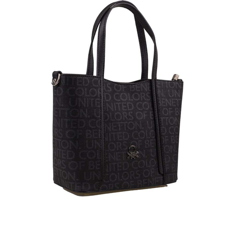 Benetton Siyah  Monogram Eskitme Kadın El Çantası BNT 1317