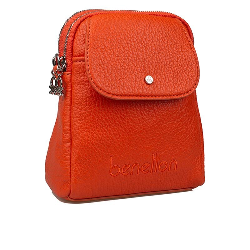 Benetton Turuncu  Soft Line Deri Kadın Kol Çantası BNT 1479