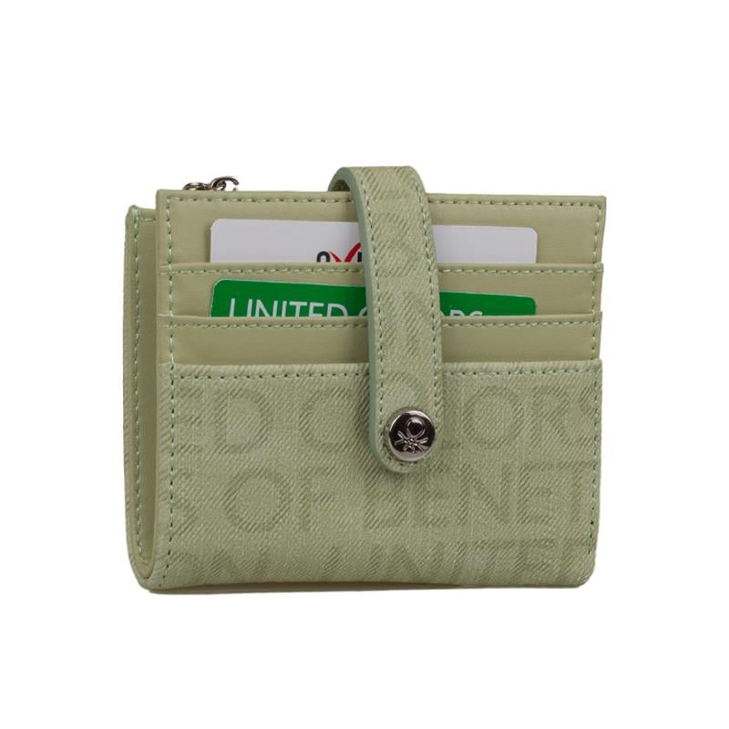 Benetton Yeşil  Monogram Eskitme Kadın Küçük Kartlık BNT 1309