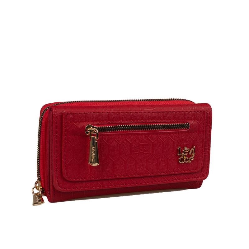 Levidor Kırmızı  Kadın Monogram Lisans Baskılı Cüzdan